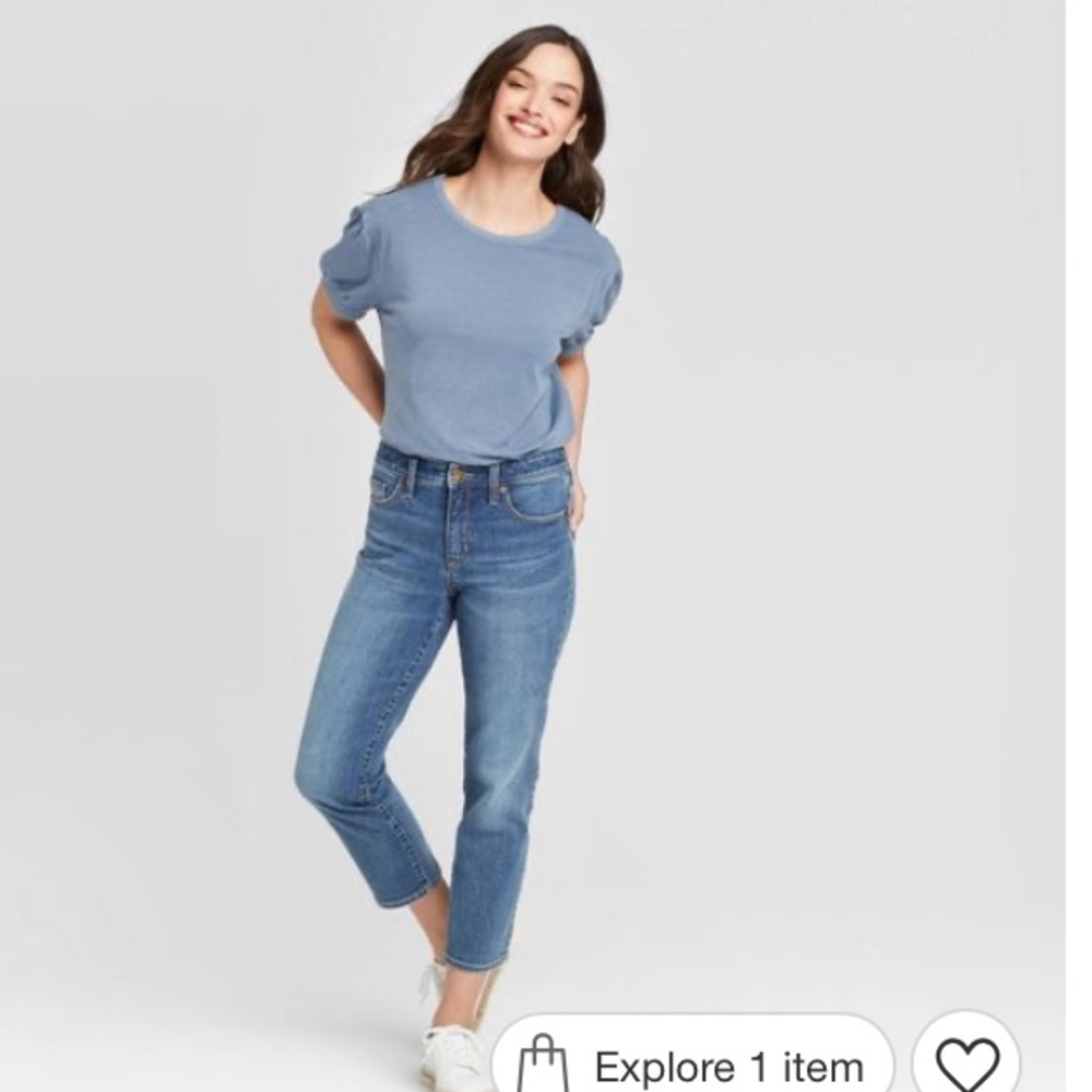 Puff Short Sleeve T-Shirt Universal Thread Blue - Picture 3 of 5